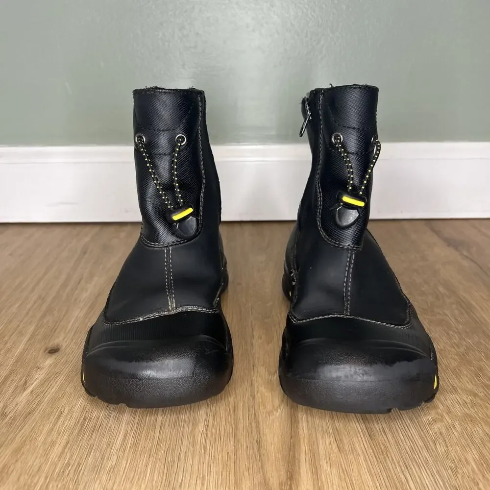 Keen Kids 1 Boots Pull On Side Zip Waterproof Black Leather Unisex Outdoors